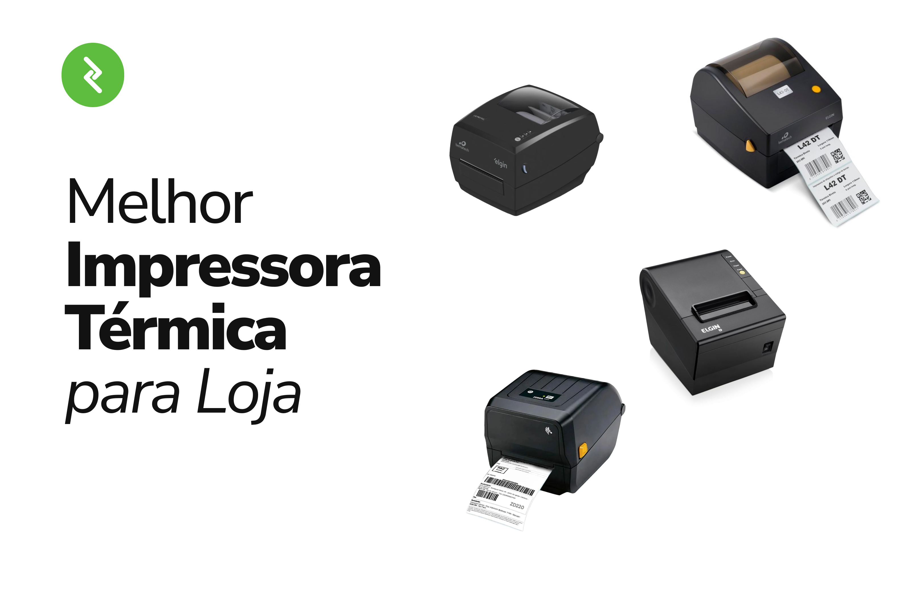 Impressora térmica de etiquetas sobre o balcão de uma loja, imprimindo etiqueta de preço